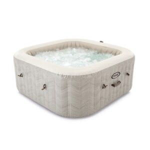 INTEX Chevron – Aufblasbarer Whirlpool für 4 Personen mit Thermoabdeckung
