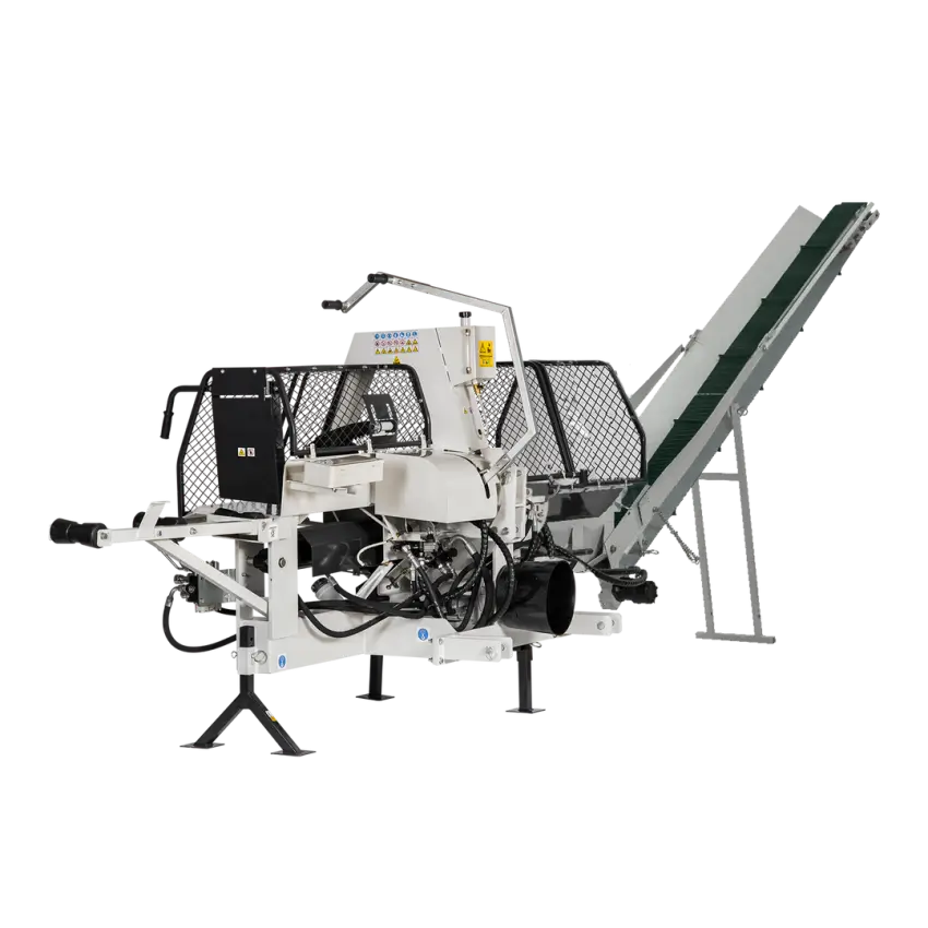 LUMAG SSA400Z – Zapfwellen-Sägespaltmaschine mit Förderband