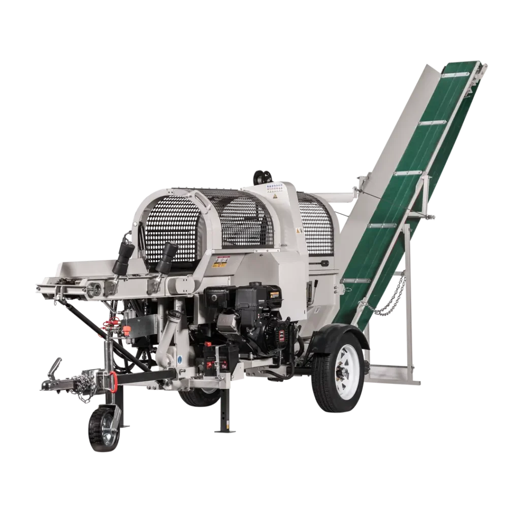 LUMAG SSA-400Z-HPRO/S – Zapfwellen-Sägespaltmaschine mit Förderband & Zuführförderband